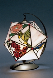 四季の花と鳥のランプ