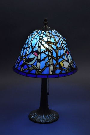 ステンドグラス 鳥 インテリア スタンドランプ 花鳥 ウソ 雑木林