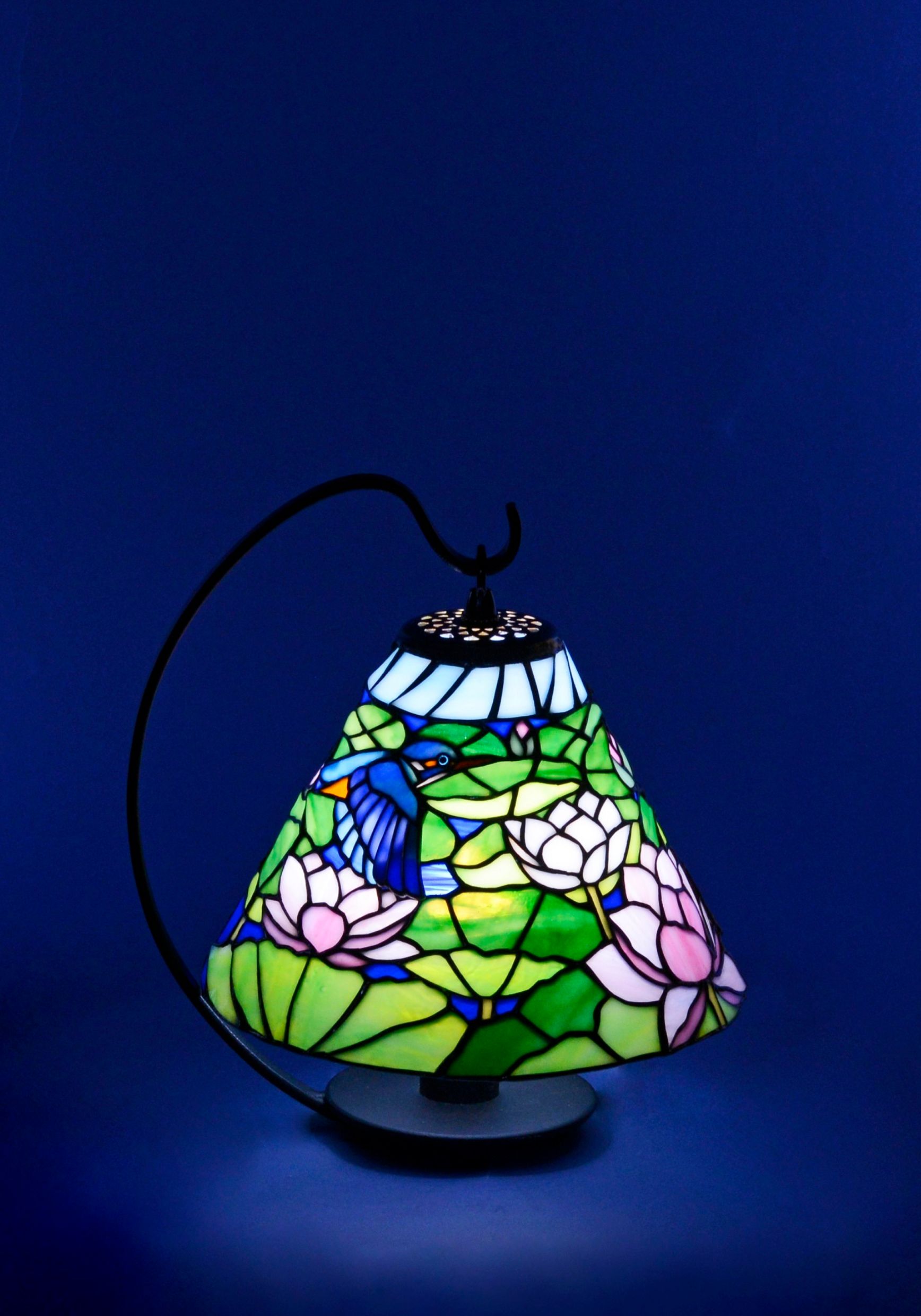 蓮とカワセミのランプ