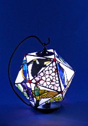 四季の花と野鳥のランプ